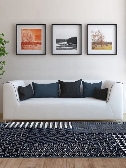 

OBSESSIONS Teal Blue & Black Geometric Carpets