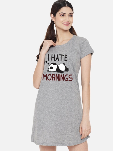

FFLIRTYGO Grey Printed Nightdress