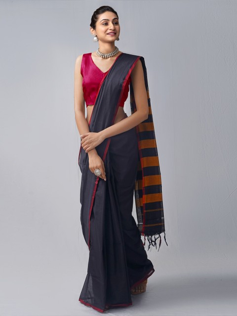 

Unnati Silks Black & Brown Woven Design Pure Cotton Narayan Peth Saree