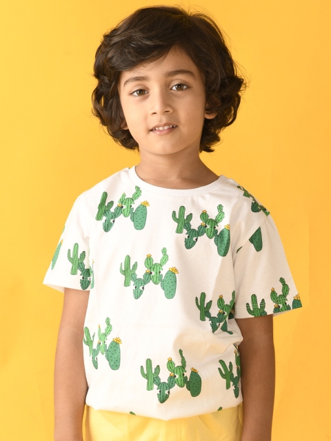 

Anthrilo Boys White Printed Tropical Cotton T-shirt