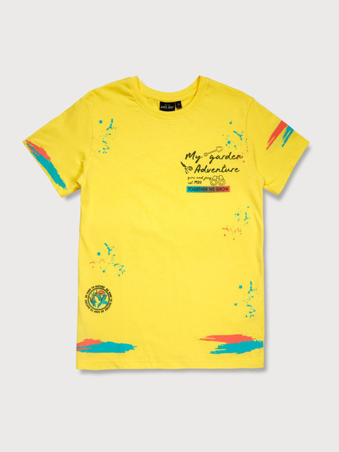 

Gini and Jony Boys Yellow Printed T-shirt