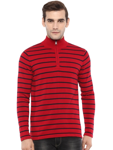 

Celio Men Red & Black Striped Sweater Vest