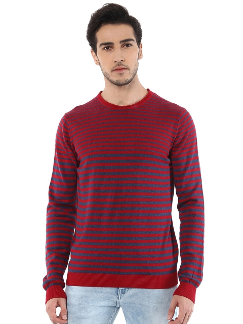 

Celio Men Red & Blue Striped Sweater Vest