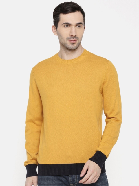 

Celio Men Yellow & apricot cream Cable Knit Sweater Vest