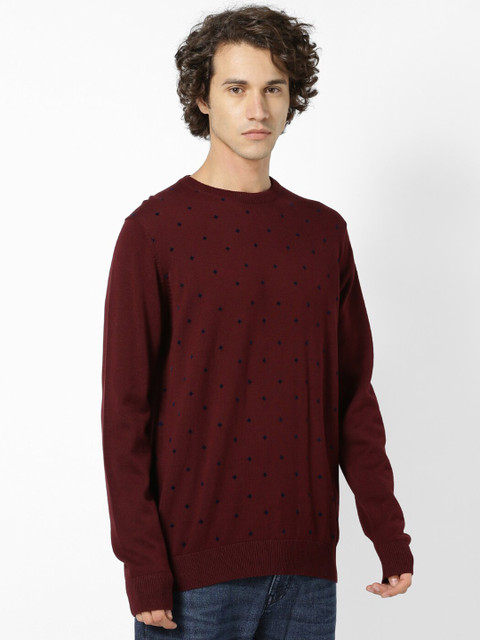 

Celio Men Burgundy & dark sienna Cable Knit Sweater Vest