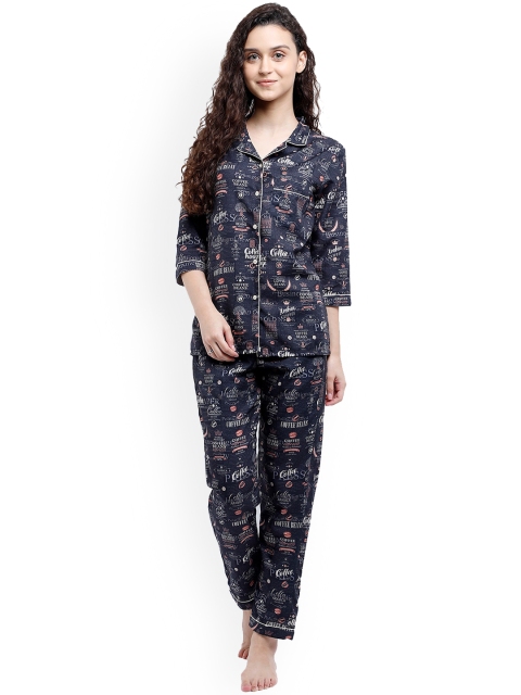 

Bellofox Women Black & White Printed Night suit