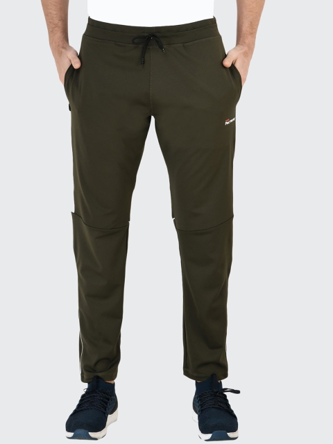 

Pactorn Men Olive Green Striped Slim-Fit Track Pants