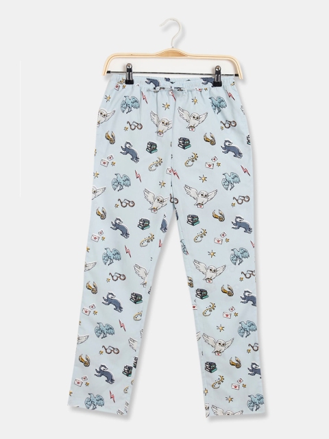 

Rosaline by Zivame Girls Blue Printed Woven Cotton Lounge Pants