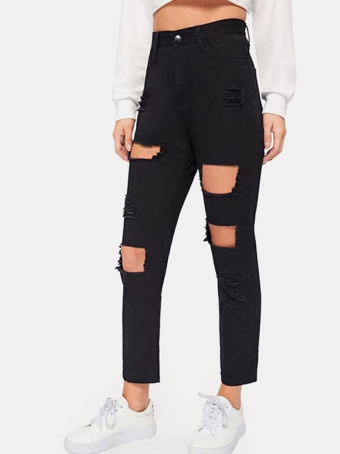 

URBANIC Women Black Highly Distressed Jeans