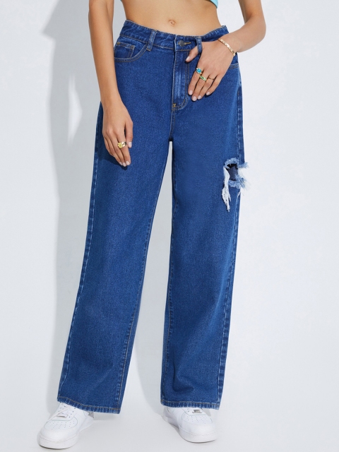

URBANIC Women Navy Blue Highly Distressed Jeans