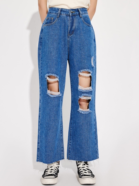 

URBANIC Women Navy Blue Highly Distressed Jeans