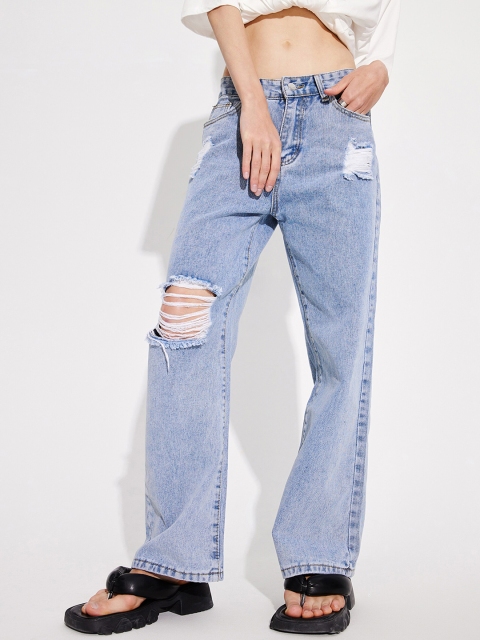 

URBANIC Women Blue Mildly Distressed Heavy Fade Jeans