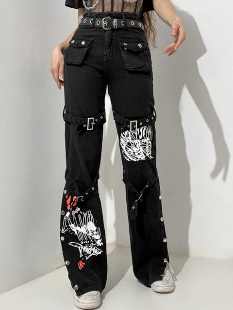 

URBANIC Women Black Slash Knee Jeans