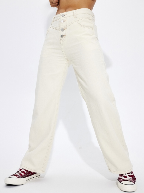 

URBANIC Women Beige Low Distress Jeans