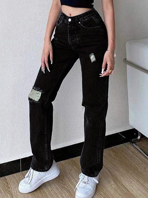 

URBANIC Women Black Highly Distressed Jeans