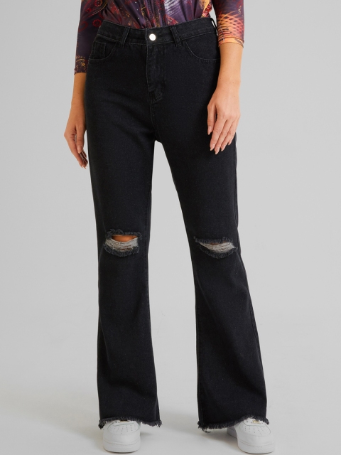 

URBANIC Women Black Slash Knee Jeans
