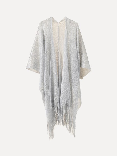 

URBANIC Women Silver Colored Solid Fringe Cover Ups