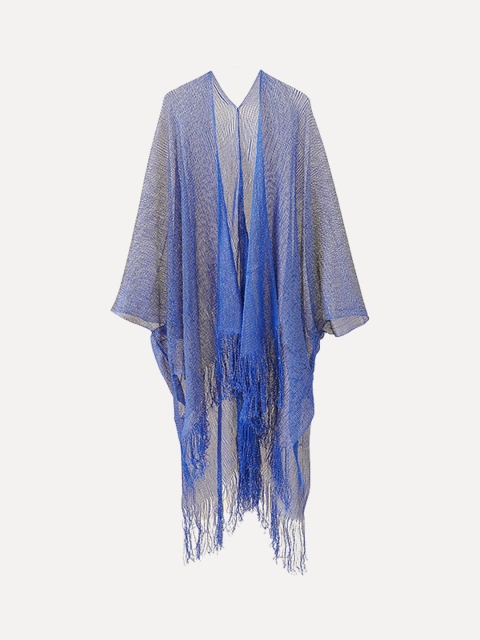 

URBANIC Women Blue Solid Fringe Cover Up Dress