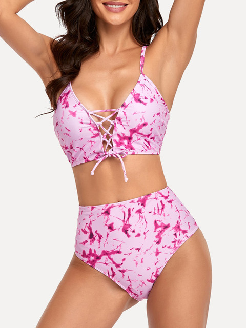 

URBANIC Women Pink Printed Swimwear Set