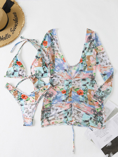 

URBANIC Women Multi-Coloured Printed Swim Bikini Set