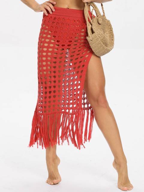 

URBANIC Women Red Self-Design Sarong Split Beach Skirts