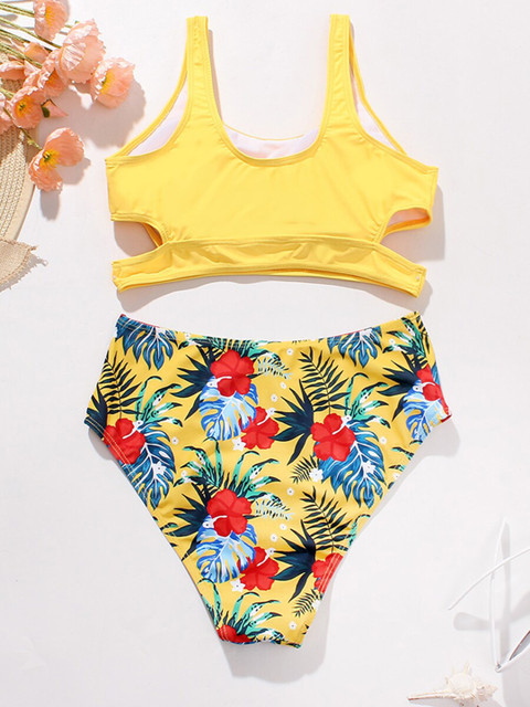 

URBANIC Women Pack Of 2 Yellow Printed Swimwear