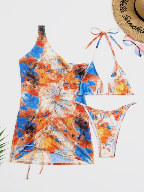 

URBANIC Orange Printed 3-Piece Bikini Set