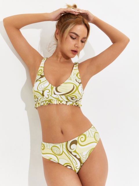 

URBANIC Women Lime Green Printed Swimwear Set