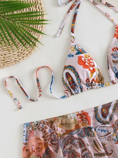 

URBANIC Women Off White Printed Pack Of 3 Swimwear Set