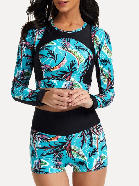 

URBANIC Women Blue & Black Printed Swimwear