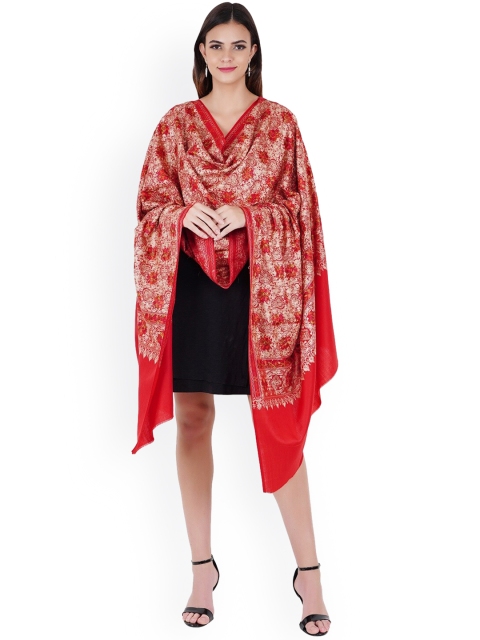 

MUFFLY Maroon Embroidered Wool Shawl