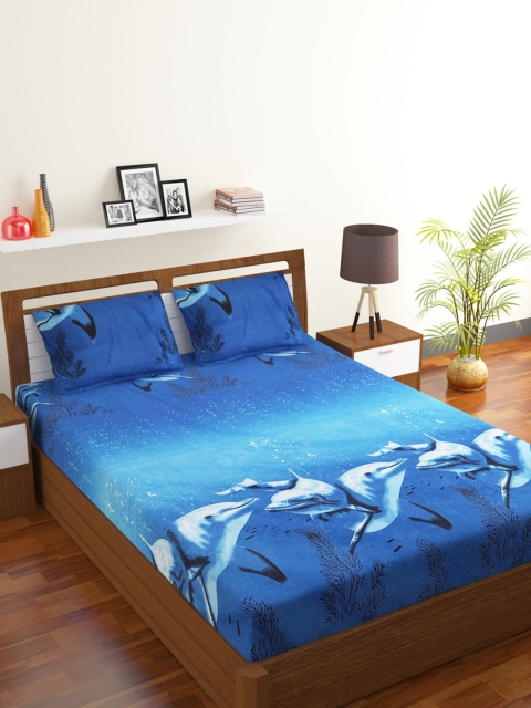 

Rubix Home Unisex Blue Bedsheets