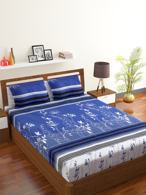 

Rubix Home Unisex Blue King size Bed Sheet With 2 Pillow CoversBedsheets