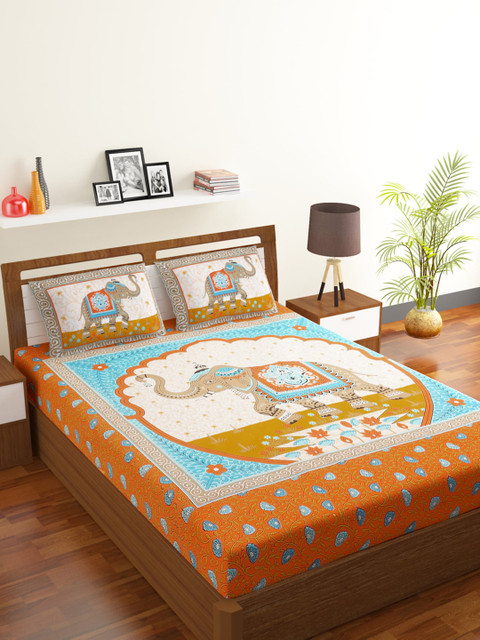 

Rubix Home Unisex Orange Bedsheets