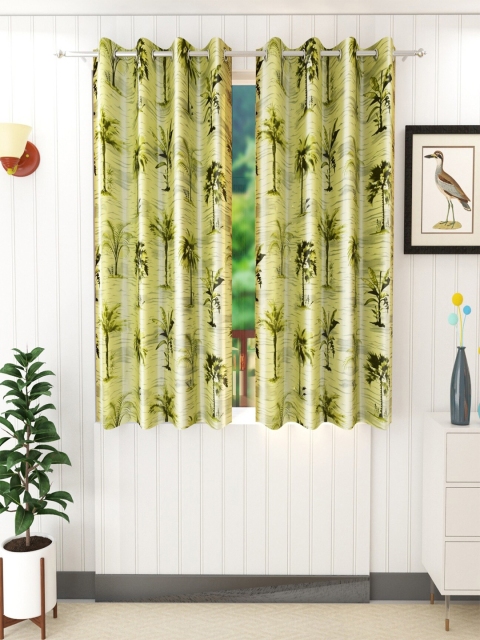 

Homefab India Green & Black Set of 2 Floral Window Curtain