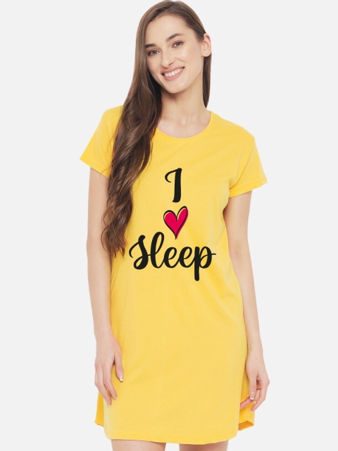 

FFLIRTYGO Yellow Printed Nightdress