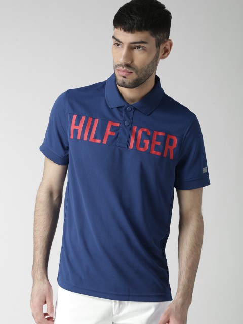 

Tommy Hilfiger Men Blue Printed Polo Collar T-shirt