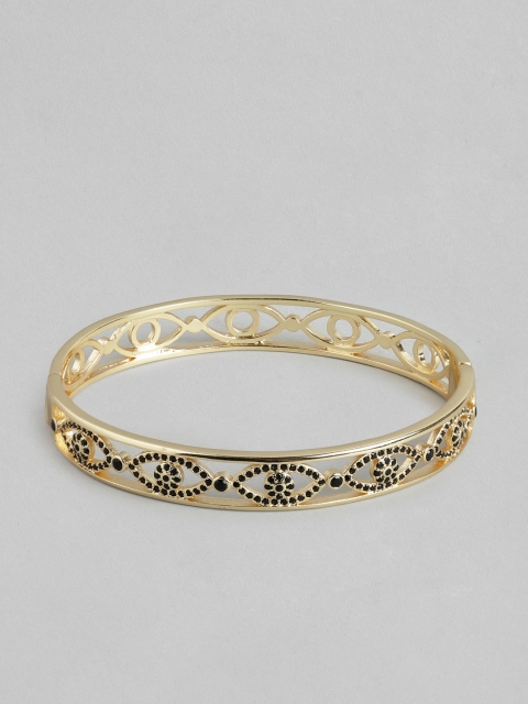 

Pipa Bella Women Gold-Toned & Black Stone-Studded Evil Eye Kada Bracelet
