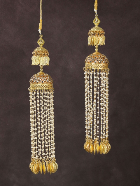 

AccessHer Set Of 2 Gold-Toned & Leaf Shaped Beaded Bridal Layered Kaleeras