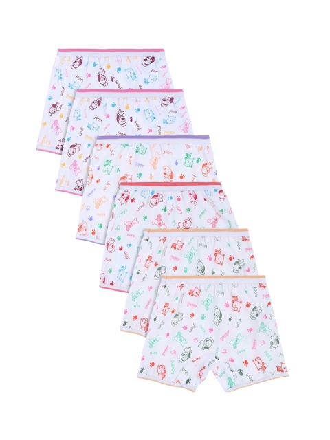 

DYCA Kids Pack Of 6 White Printed Bloomers