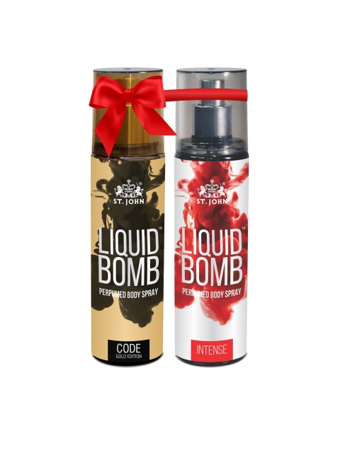 

St. John Set of Liquid Bomb Code & Intense Perfumed Body Spray 150 ml Each, Black