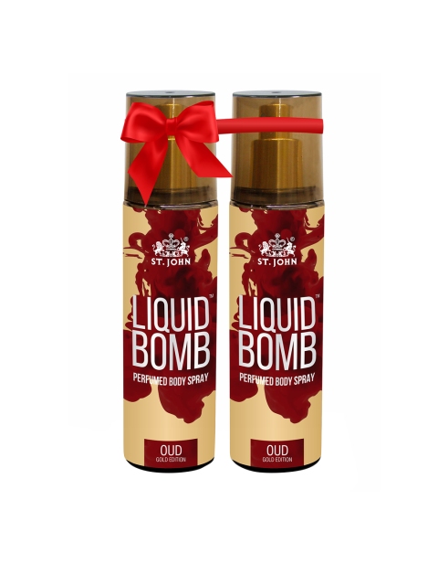 

St. John Set of 2 Liquid Bomb Gold Edition Oud Perfumed Body Spray - 150 ml Each, Purple