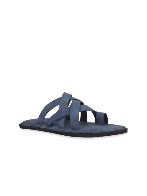 

SKO Men Navy Blue Leather Cross Strap Synthetic Casual Comfort Sandals