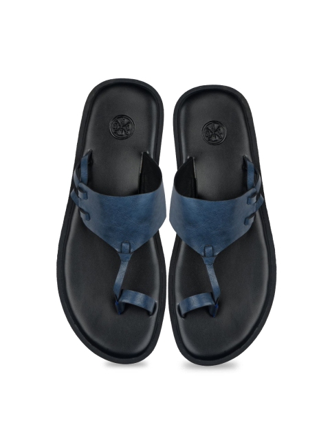 

SKO Men Blue Ethnic Leather Comfort Sandals
