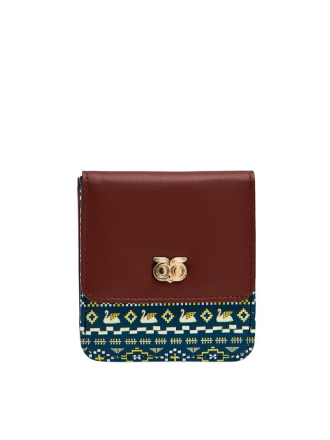 

Chumbak Women Blue & Brown Ethnic Motifs Printed PU Two Fold Wallet