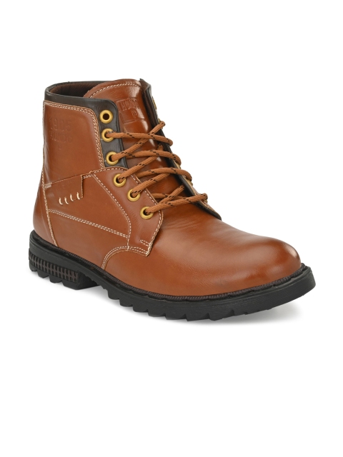 

Hundo P Men Tan High-Top Lace-Up Boots