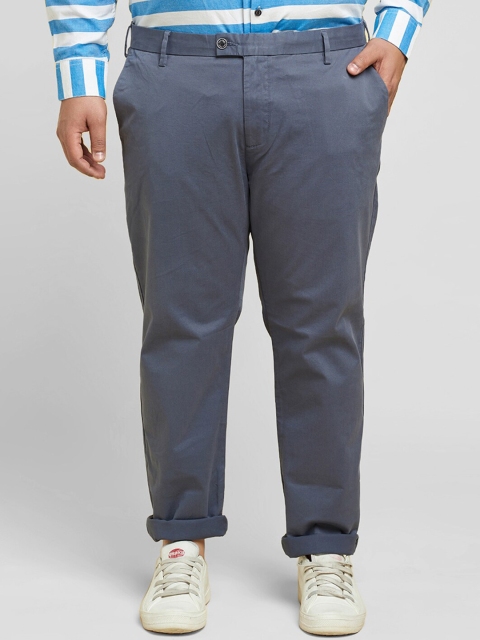 

Snitch Plus Size Men Blue Tapered Fit Chinos Trousers
