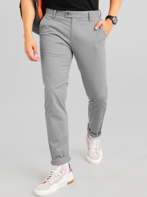 

Snitch Men Grey Tapered Fit Chinos Trousers