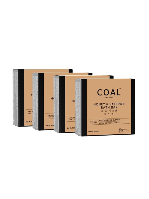 

COAL CLEAN BEAUTY Set of 4 Honey & Saffron Bathing Soap Bar- 100 g Each, Beige
