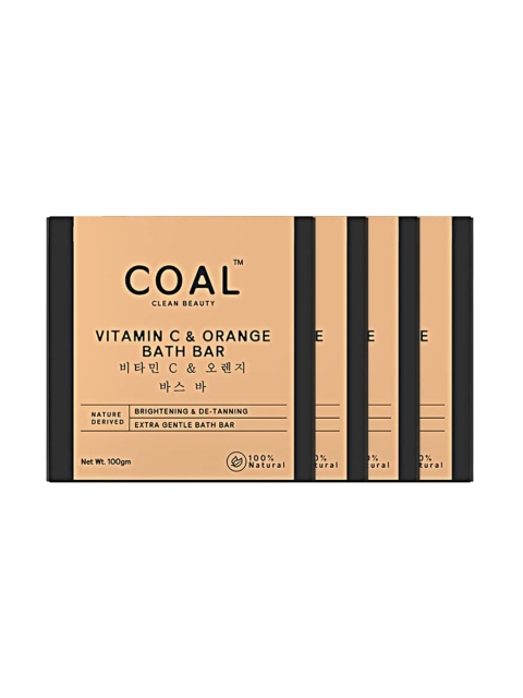 

COAL CLEAN BEAUTY Set of 4 Vitamin C & Orange Bathing Soap Bar - 100 g Each, Beige